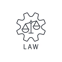 law process.  Vector linear icon isolated on white background.