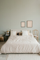 Minimalistic bedroom interior in Scandinavian style