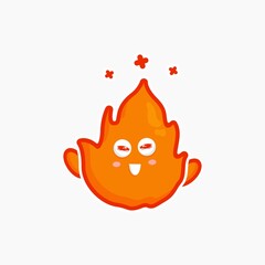 cute character fire cute sticker design set bundle for shop element nature fire yellow very happy smile fire