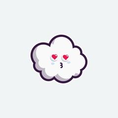 cute character set bundle mascot and sticker design cloud for online shopping emoticon expression face and thunder storm cloud