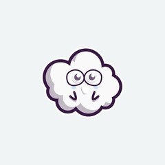 cute character set bundle mascot and sticker design cloud for online shopping emoticon expression face and thunder storm cloud