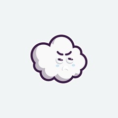 cute character set bundle mascot and sticker design cloud for online shopping emoticon expression face and thunder storm cloud