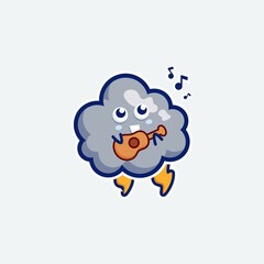 cute character set bundle mascot and sticker design cloud for online shopping emoticon expression face and thunder storm cloud
