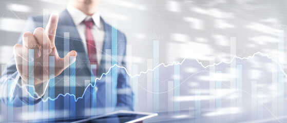 Data analysis. Financial data on a monitor as Finance data concept. Analytics 2022