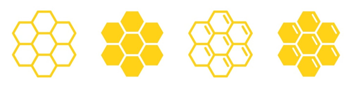 Honeycomb set Icon. Honey bee icon, vector illustration