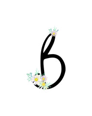 Monogram Letter B with Pretty chamomile flowers 
