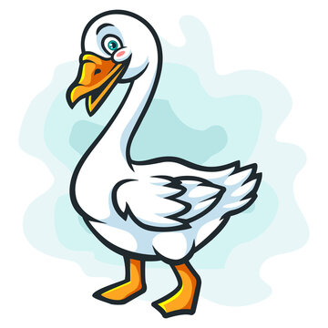 Goose cartoon isolated on white background. Vector illustration