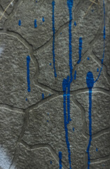 Texture of old gray with blue paint drip and concrete wall for background