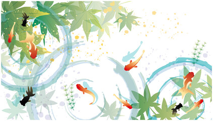 和風　夏　金魚　背景
