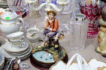 Various antique figurines in the bazaar