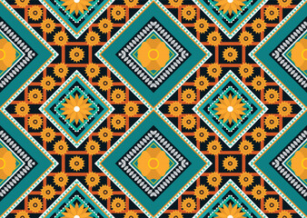 Geometric ethnic flower pattern for background,fabric,wrapping,clothing,wallpaper,Batik,carpet,embroidery style.