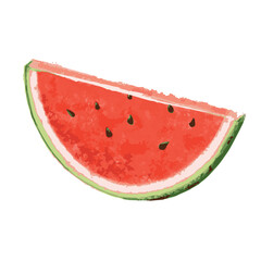 watermelon slice, watermelon slice, summer fruits with pits, watercolor watermelon on white background, red and ripe watermelon