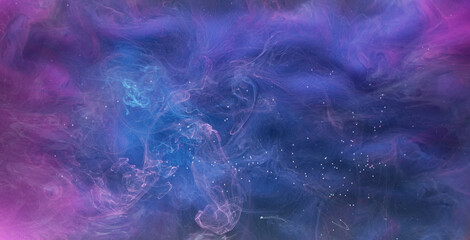 Ink water mix motion. Color mist flow. Neon purple blue fume moving on abstract art background shot on Red Cinema camera 6k.