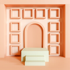 brown and luxury podium pedestal product display background 3d rendering