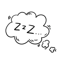 Sweet dreams zzz during bedtime doodle sketch hand drawn vector illustration in speech bubble clouds.