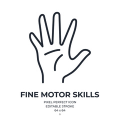Fine motor skills concept editable stroke outline icon isolated on white background flat vector illustration. Pixel perfect. 64 x 64.