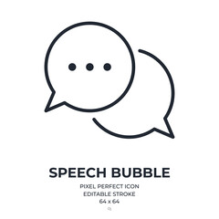 Bubble speech editable stroke outline icon isolated on white background flat vector illustration. Pixel perfect. 64 x 64.