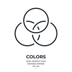 Color scheme concept editable stroke outline icon isolated on white background flat vector illustration. Pixel perfect. 64 x 64.
