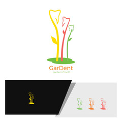 dental or dentist logo of colorful tooth in the garden