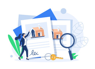 beautiful house with mortgage application form, loan form. agreement for a house in a real estate agent concept