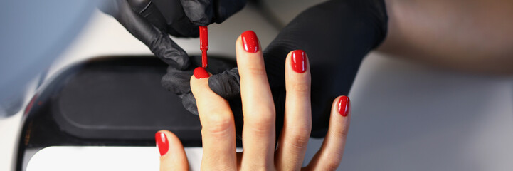 Manicurist female work in beauty industry