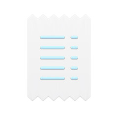 White paper check blank ragged financial banking order payment document 3d icon template vector