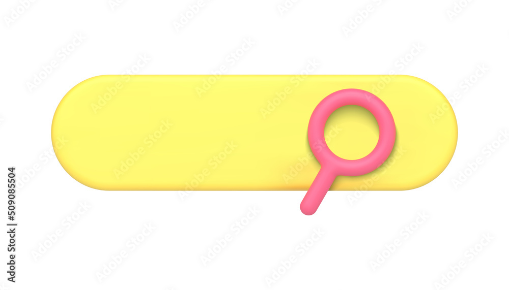 Poster realistic searching bar magnifying glass internet browsing string for text at website 3d icon vector