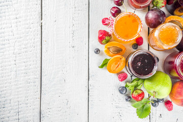 Assortment of berries and fruits jams