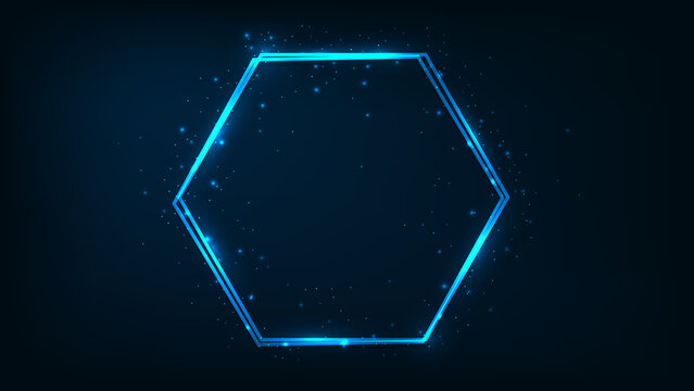 Neon Double Hexagon Frame With Shining Effects