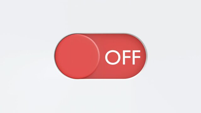 Simple On and Off toggle switch buttons on white background, 3d render