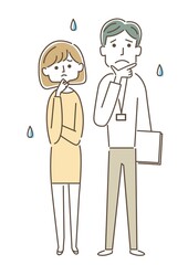 困り顔の男女セット