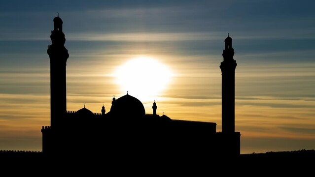 Shemakha Juma Mosque in Shamakhi, Azerbaijan, Time Lapse at Sunset