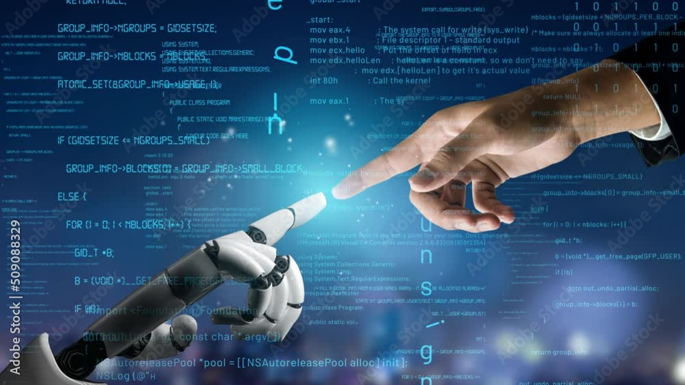 Poster futuristic robot artificial intelligence revolutionary ai technology development and machine learnin