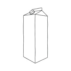 Milk or juice box. Linear, vector realistic. Pocket milk outline.