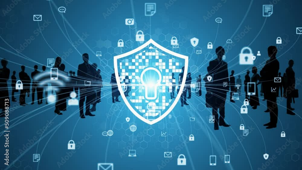 Aufkleber cyber security concept. encryption. personal information protection. anti virus software. communicat