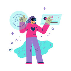 Metaverse or Virtual reality technology, flat vector illustration isolated.