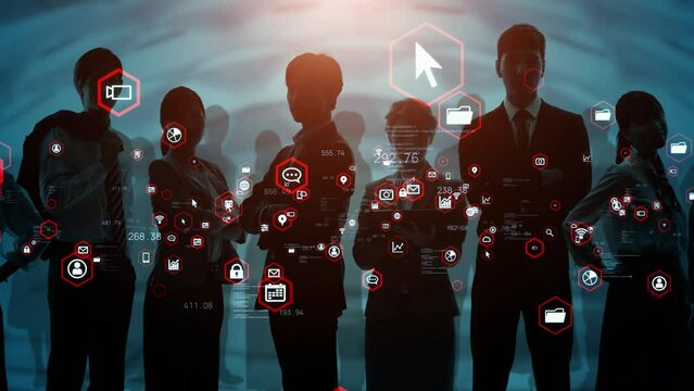 Business and technology concept. Communication network. Data analysis. Management strategy. Digital transformation.