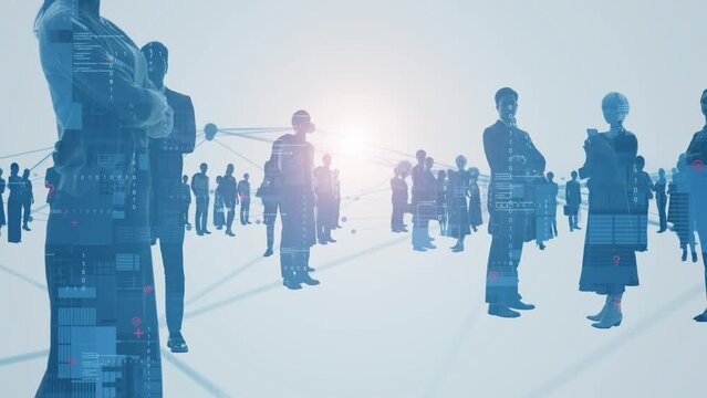 Business and technology concept. Communication network. Data analysis. Management strategy. Digital transformation.