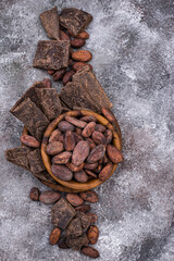 Natural cocoa powder, cocoa beans and chocolate