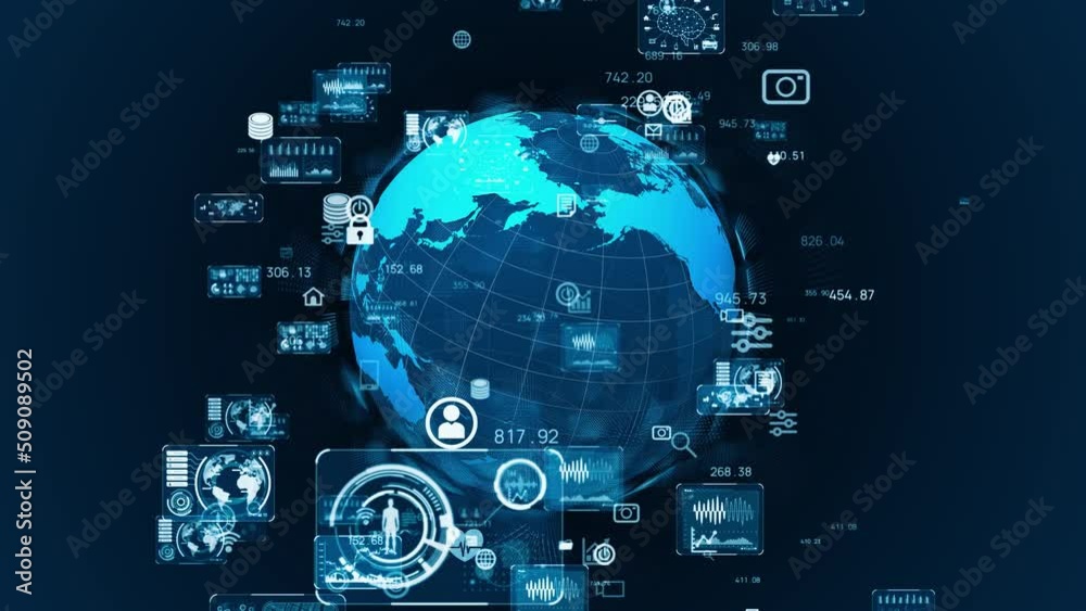 Poster global communication network concept. digital transformation.