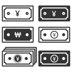 Japan yen banknote icon. Money outline business graphic vector illustration.