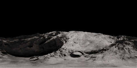 Moon landscape HDRI, spherical environment panorama background map, light source illustration (3d equirectangular rendering) © dottedyeti
