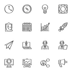 Creative business line icons set