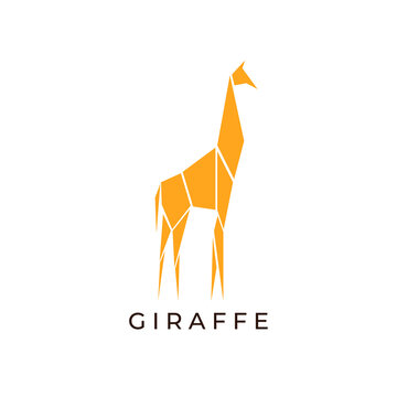 Beautiful Yellow Giraffe Origami Illustration Logo