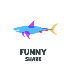 Overlay Funny Colorful Shark Vector Illustration