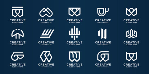 set of abstract w logo template. initial letter W design template inspiration.
