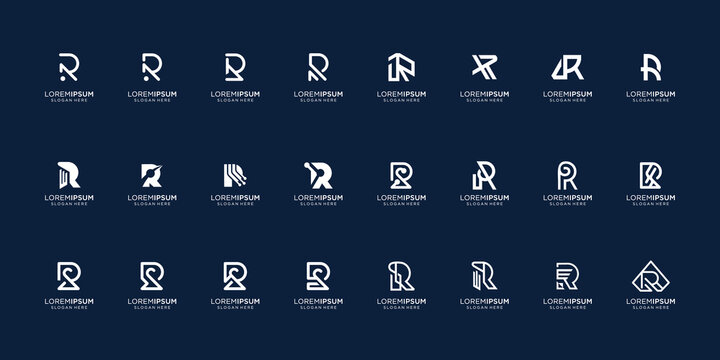 set of abstract R logo design. icon set letter r mega bundle for business of company