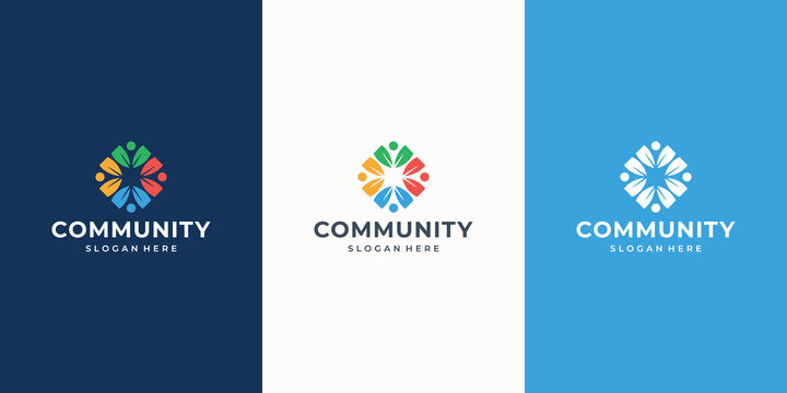 Abstract people vector logo design represents teamwork, diversity, signs and symbols modern logos.