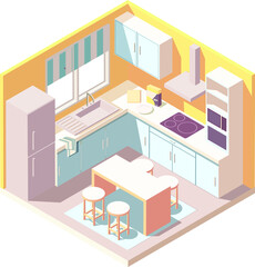 Fototapeta na wymiar isometric kitchen Vector illustration