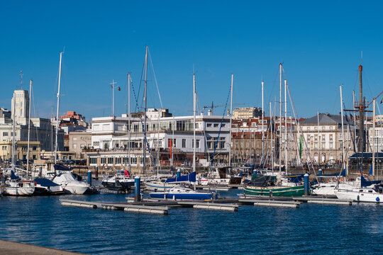 View of the marina in Coruna, Galicia
